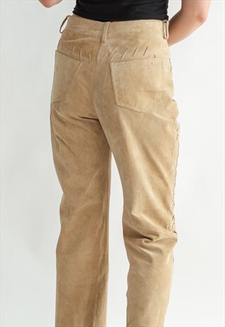 VINTAGE 70S BOHO WESTERN TROUSERS IN SUEDE