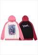 ANIME PRINT HOODIE RAGLAN PULLOVER JAPANESE CARTOON JUMPER 