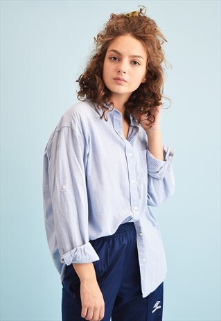 90'S RETRO PLAID OVERSIZED PASTEL SHIRT TOP