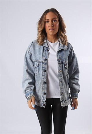 LEVIS DENIM JACKET ACID WASH OVERSIZED FITTED 16 - 18 (54G)