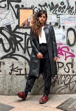 Loewe Vintage black leather coat from the 2000s, Size M