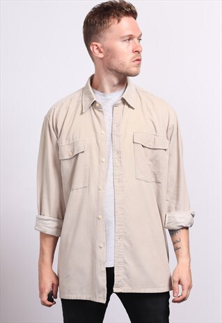 VINTAGE CORDUROY CORD SHIRT BEIGE