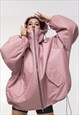 BOMBER HOODIE OVERSIZE JACKET IN DUSTY PINK