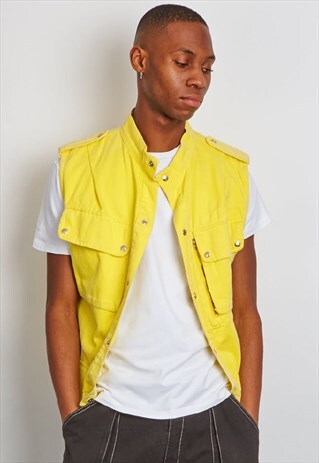 RARE VINTAGE 80'S BENETTON YELLOW UTILITY VEST