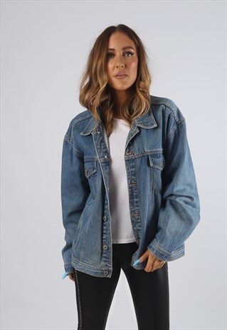 VINTAGE DENIM JACKET OVERSIZED FITTED UK 18 XXL (9DN)