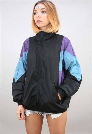 VINTAGE 80S 90S OVERSIZED FESTIVAL SHELL WINDBREAKER JACKET
