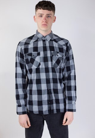 VINTAGE 90'S BLACK AND GREY CHECK SHIRT