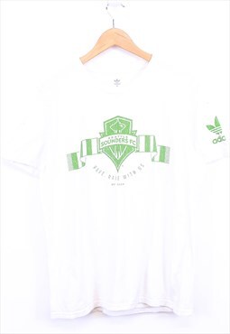 Vintage Adidas T Shirt White Short Sleeve With Seattle Print