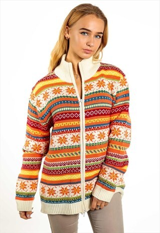 VINTAGE PATTERNED ZIP UP JUMPER K169