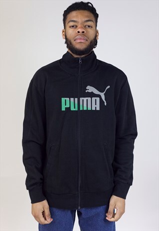 VINTAGE PUMA BLACK ZIP UP 90'S SWEATSHIRT