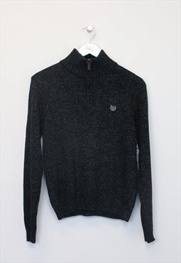 Vintage Chaps knitted quarter zip in black. Best fits XS