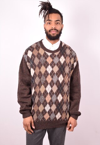 VALENTINO MENS VINTAGE JUMPER SWEATER XL BROWN 90S