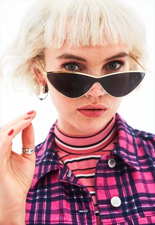 VIVIAN - BLACK CAT EYE VISOR SUNGLASSES