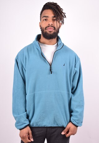 NAUTICA MENS VINTAGE FLEECE JUMPER XL BLUE 90S