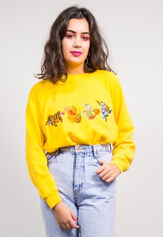 90'S VINTAGE YELLOW WINNIE THE POOH SWEATSHIRT JUMPER