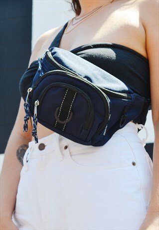 90S EASTSPORT NAVY BLUE BUM BAG FANNY PACK