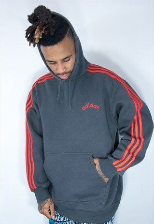 ADIDAS EMBROIDED HOODIE GREY