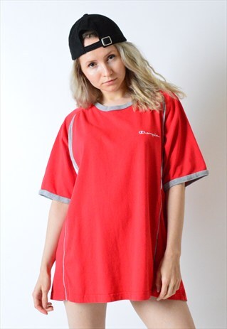VINTAGE 90S RED CHAMPION T-SHIRT