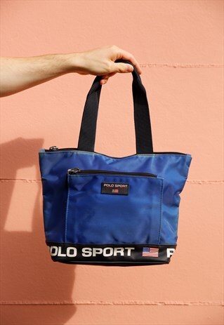 VINTAGE 90S POLO SPORT RALPH LAUREN MINI BAG HANDBAG BLUE