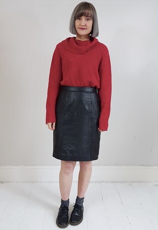 VINTAGE 90'S RED WOVEN COWL NECK JUMPER