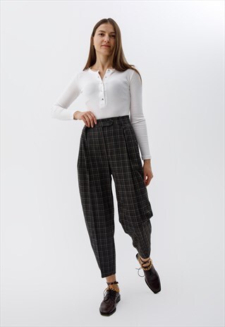 PLAID PLEATED PANTS WOMEN