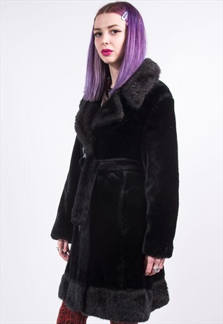 VINTAGE 90'S BELTED FAUX FUR COAT