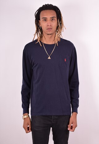 POLO RALPH LAUREN MENS VINTAGE TOP LONG SLEEVE MEDIUM