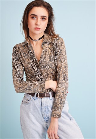 90'S RETRO ANIMAL PRINT KITSCH LYCRA PARTY TOP
