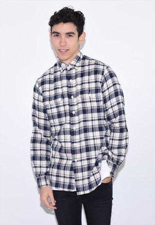 VINTAGE BLUE WHITE RALPH LAUREN FLANNEL SHIRT
