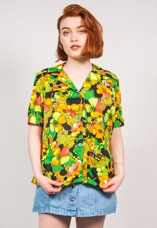 VINTAGE 70'S COLOURFUL FLORAL SHIRT