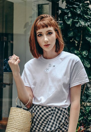 MINI MOTH BUG EMBROIDERED WHITE T-SHIRT