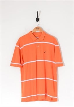 Vintage nautica polo shirt striped orange large BV10205