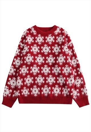 KALODIS SNOWFLAKE PATTERN LOOSE CASUAL SWEATER