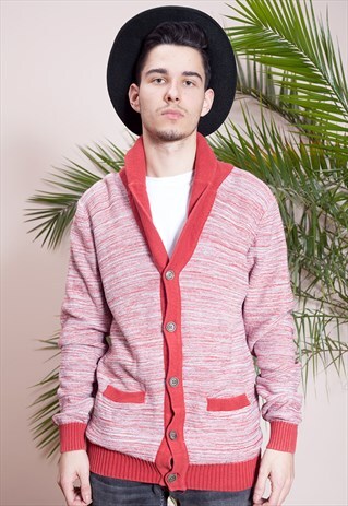 VINTAGE CARDIGAN, 90S MENS KNITTED SPORTSWEAR JACKET