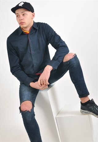 VINTAGE HUGO BOSS SHIRT IN NAVY