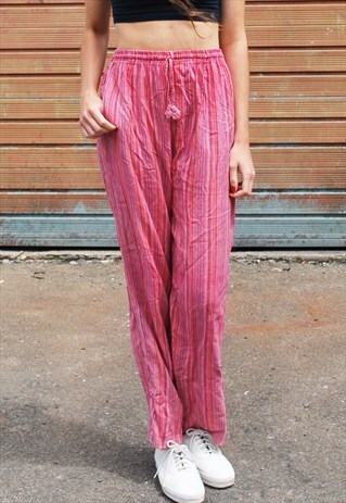 PINK STRIPED BOHO TROUSERS