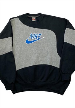 Nike Vintage Men's Black & Grey Reworked Sweatshirt