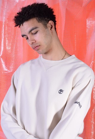 VINTAGE TIMBERLAND CREAM EMBROIDERED SWEATSHIRT