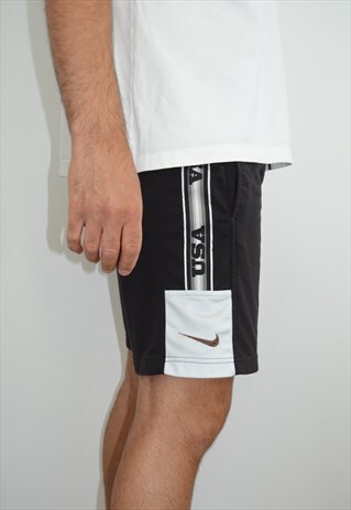 VINTAGE 90'S NIKE USA BLACK AND WHITE SHORTS