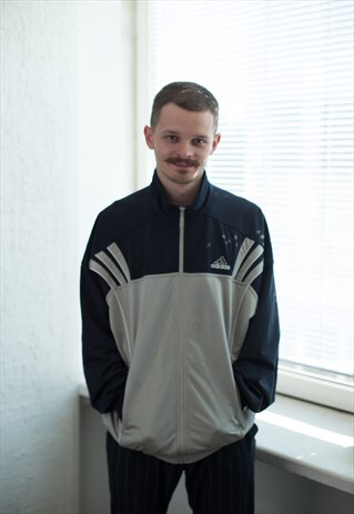 VINTAGE 90'S GREY/BLACK COLOUR BLOCK SPORT JACKET