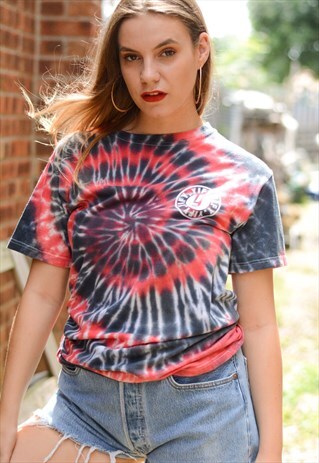 VINTAGE FESTIVAL TIE DYE T-SHIRT WITH GRAPHIC LOGO