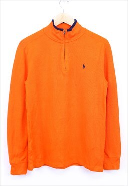 Vintage Ralph Lauren Sweatshirt Orange Quarter Zip With Logo