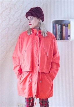 Bright salmon pik orange parka jacket