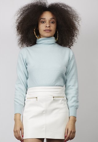 VINTAGE 90'S WHITE SOFT LEATHER A- LINE MINI SKIRT