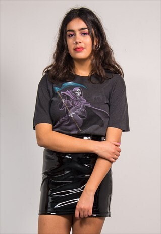 90'S VINTAGE DARK GREY GRIM REAPER GRUNGE T-SHIRT