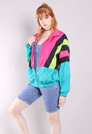 VINTAGE 80S NEON STRIPE SHELL JACKET
