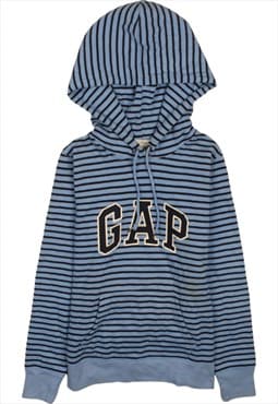 Vintage 90's Gap Hoodie Striped Spellout Blue Medium