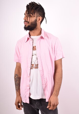 VERSACE MENS VINTAGE SHIRT MEDIUM PINK 90S