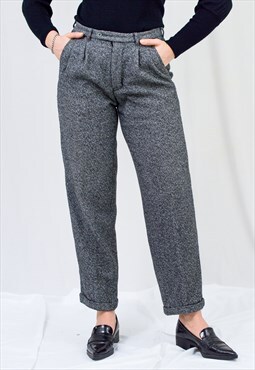 Vintage wool pants in grey pleated 