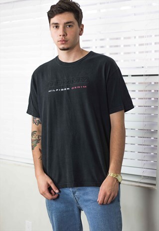 VINTAGE TOMMY HILFIGER T-SHIRT LOGO 90S L 8.1